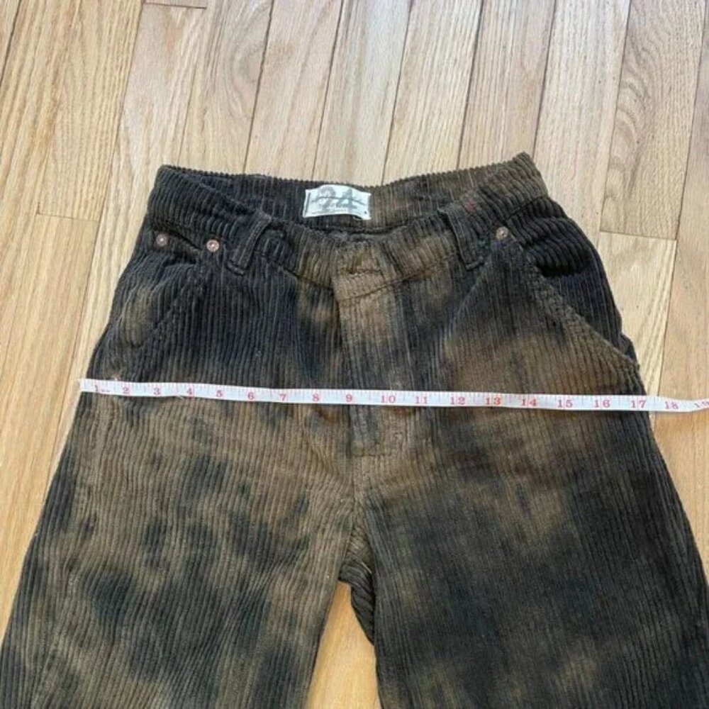 Free People Reese Pitched Straight Corduroy Jeans Tie Dye Brown Tan Size 24 - Picture 9 of 10